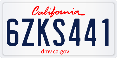 CA license plate 6ZKS441