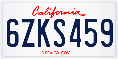 CA license plate 6ZKS459