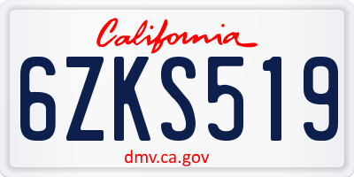 CA license plate 6ZKS519