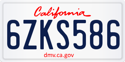 CA license plate 6ZKS586