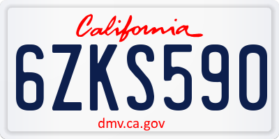 CA license plate 6ZKS590