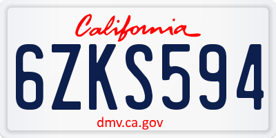 CA license plate 6ZKS594
