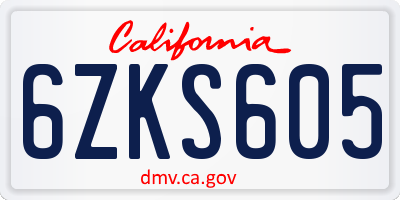 CA license plate 6ZKS605