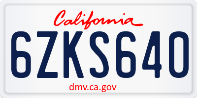 CA license plate 6ZKS640