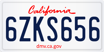 CA license plate 6ZKS656
