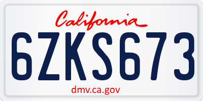 CA license plate 6ZKS673