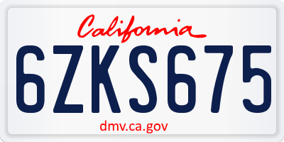 CA license plate 6ZKS675
