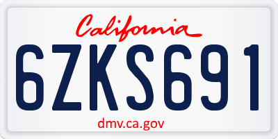 CA license plate 6ZKS691