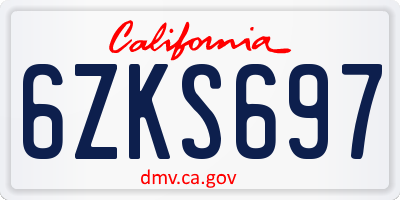 CA license plate 6ZKS697
