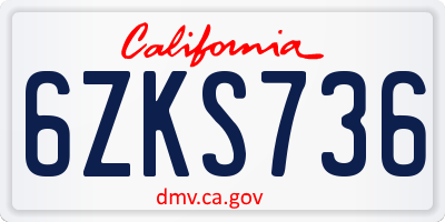CA license plate 6ZKS736