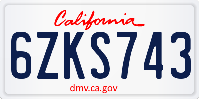 CA license plate 6ZKS743