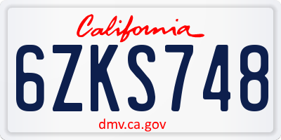 CA license plate 6ZKS748