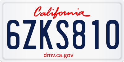 CA license plate 6ZKS810