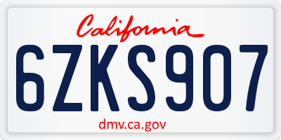 CA license plate 6ZKS907