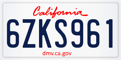 CA license plate 6ZKS961