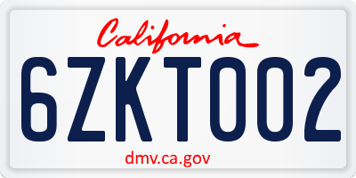 CA license plate 6ZKT002
