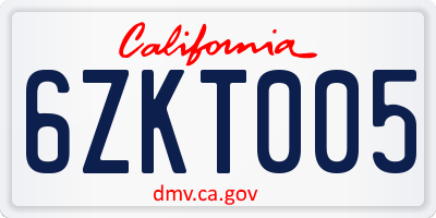 CA license plate 6ZKT005