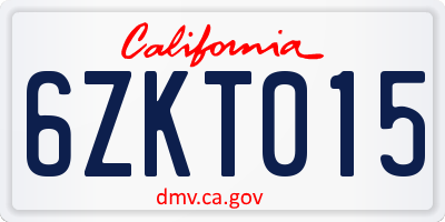 CA license plate 6ZKT015