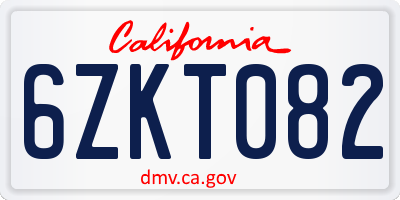 CA license plate 6ZKT082
