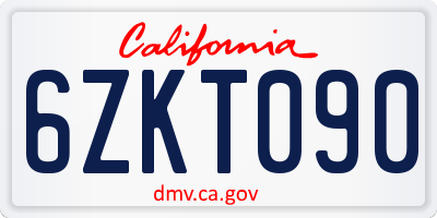 CA license plate 6ZKT090