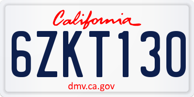 CA license plate 6ZKT130