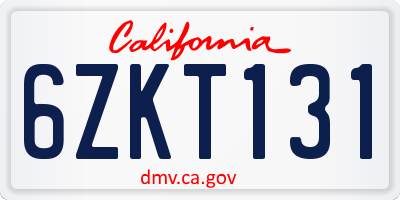 CA license plate 6ZKT131