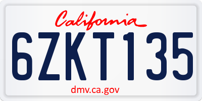 CA license plate 6ZKT135