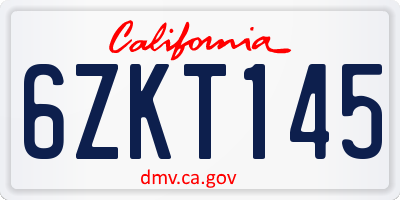 CA license plate 6ZKT145