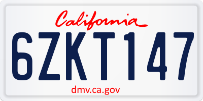 CA license plate 6ZKT147