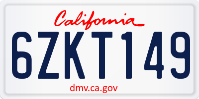 CA license plate 6ZKT149