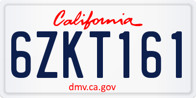 CA license plate 6ZKT161