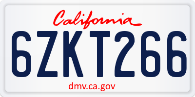 CA license plate 6ZKT266