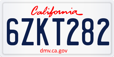 CA license plate 6ZKT282