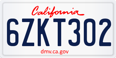 CA license plate 6ZKT302