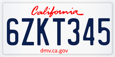 CA license plate 6ZKT345