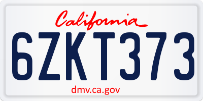 CA license plate 6ZKT373