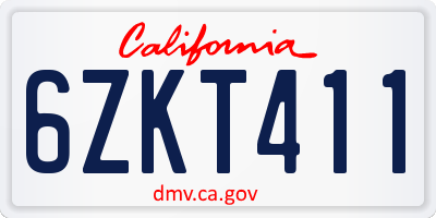 CA license plate 6ZKT411