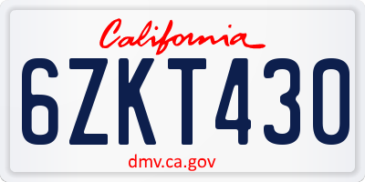 CA license plate 6ZKT430