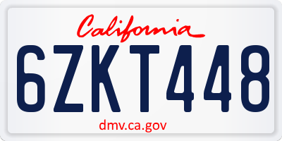 CA license plate 6ZKT448