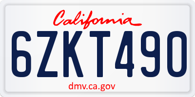CA license plate 6ZKT490