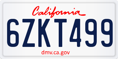 CA license plate 6ZKT499
