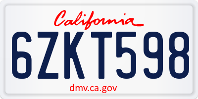 CA license plate 6ZKT598