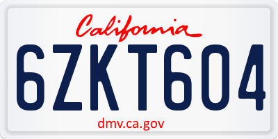 CA license plate 6ZKT604