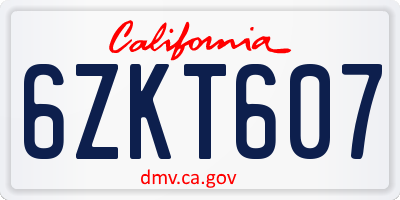 CA license plate 6ZKT607