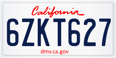 CA license plate 6ZKT627