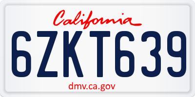 CA license plate 6ZKT639