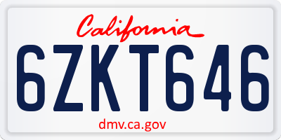 CA license plate 6ZKT646