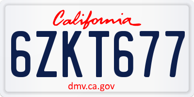 CA license plate 6ZKT677