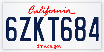 CA license plate 6ZKT684