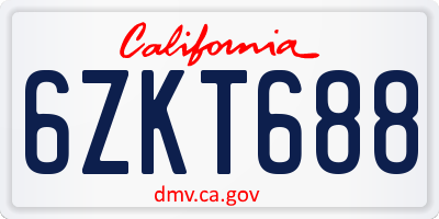 CA license plate 6ZKT688